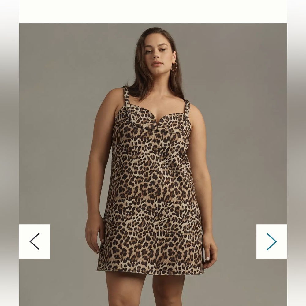 NWT Anthro X Dhruv Kapoor Leopard Print Mini Dress Unique Sweetheart Neckline